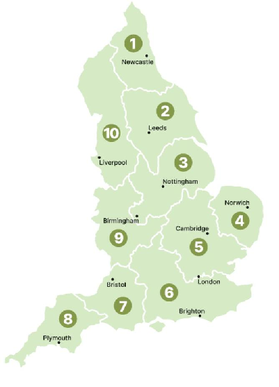 England regions map